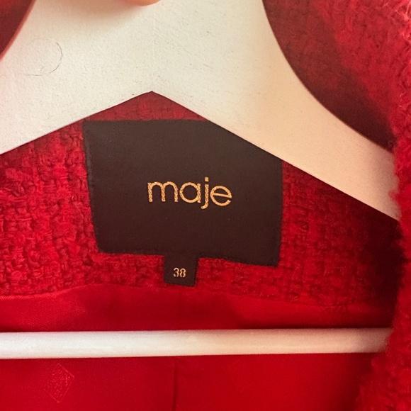 Maje Fancy Red Tweed Coat - Picture 9 of 10